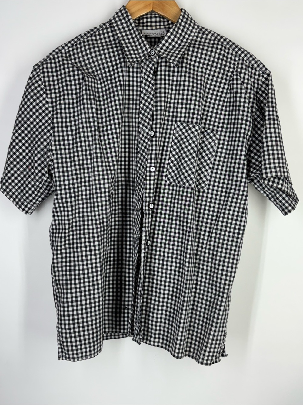 Vintage Black & White Gingham Women’s Shirt 100% Cotton Large L
